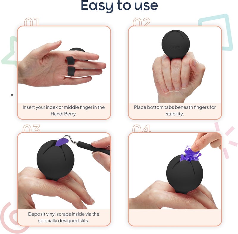 iVyne Handi Berry - Vinyl Weeding Scrap Collector, Portable Handheld Scrap Collector Ring, Weeding Tools for Vinyl Heat Transfer, HTV Crafting & Adhesive Paper Sheets Holder, (Black) - Image 3